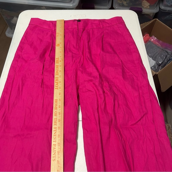 J. Crew Factory Linen Blend Pleated Trouser Pants Fuchsia Fantasy Pink 14 Q2 - Picture 8 of 9